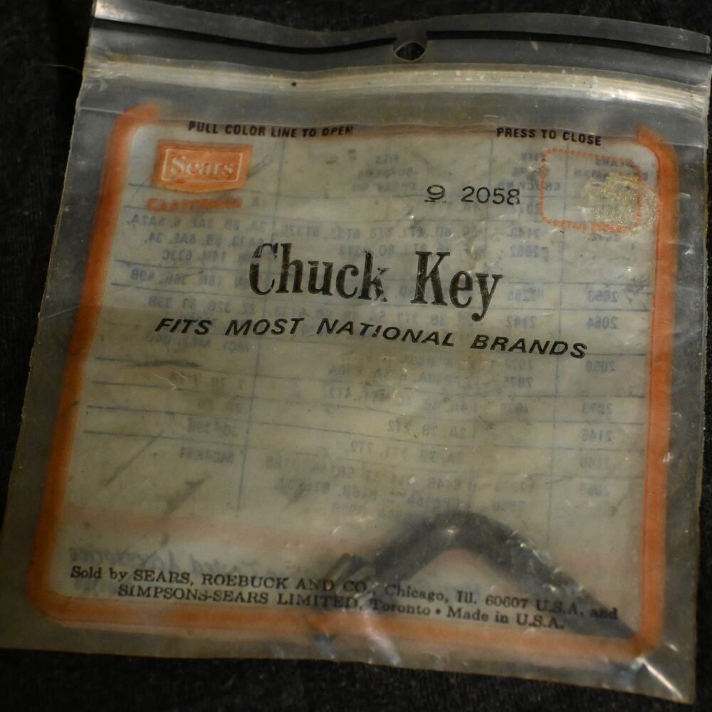 Sears Craftsman Chuck Key 2058 (Fits 2972-1, 2975) VINTAGE USA Made